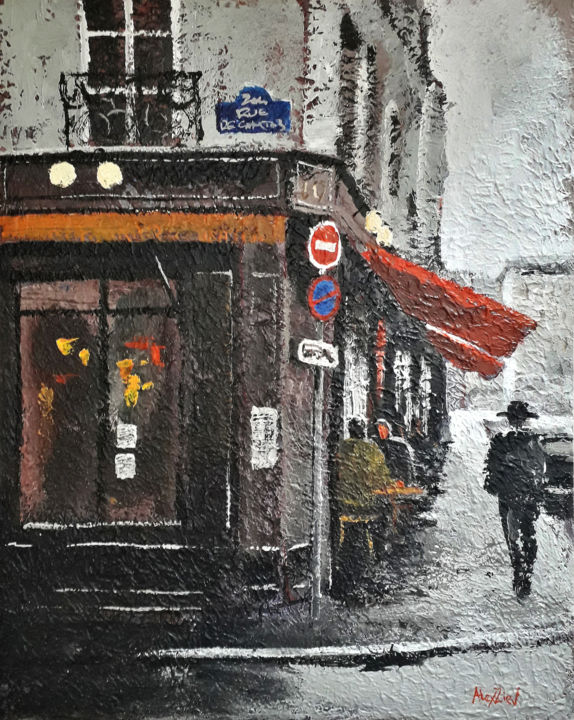 Painting titled "Paris street | Acry…" by Alex Ziev, Original Artwork, Acrylic