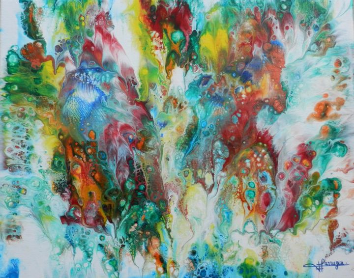 Painting titled "abstraction - II" by Viviane Farrugia, Original Artwork, Acrylic