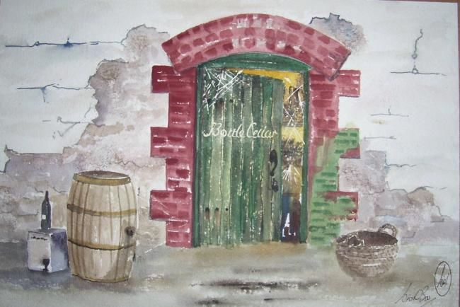 Painting titled "The Bottle cellar" by Viv De Boo, Original Artwork