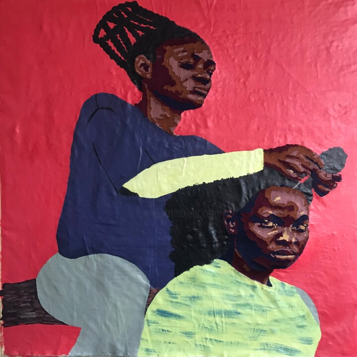 Textile Art titled "Sister’s  bond" by Vivian Chintua, Original Artwork, Thread