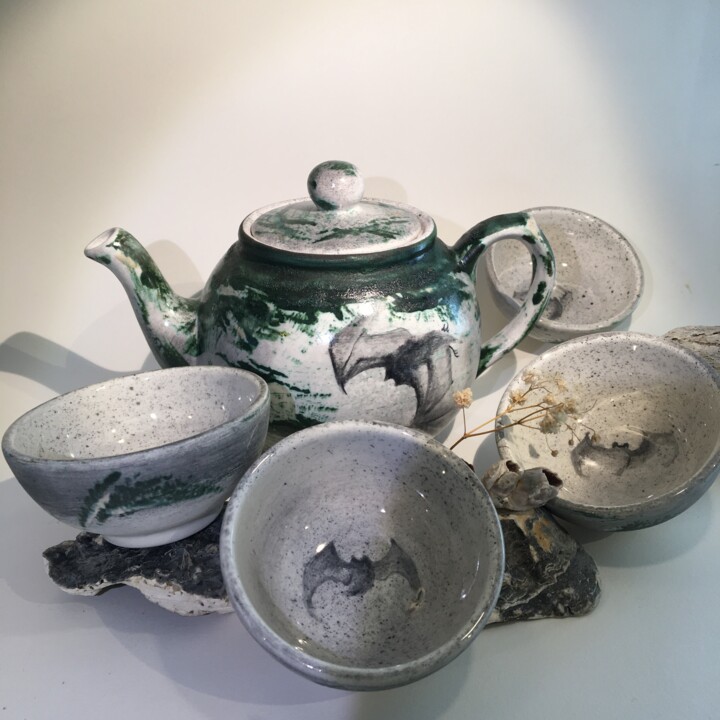 Sculpture titled "Tea set japanese ba…" by Viviana Bellanza, Original Artwork, Clay
