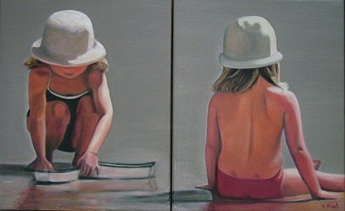 Painting titled "The twins" by Vivian Biet, Original Artwork, Oil