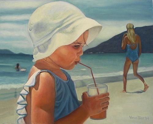 Painting titled "Catalina" by Vivian Biet, Original Artwork, Oil