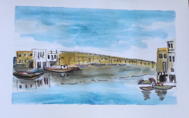 Painting titled "« Bizerte »" by Viviane Arsenault (Viv), Original Artwork, Watercolor