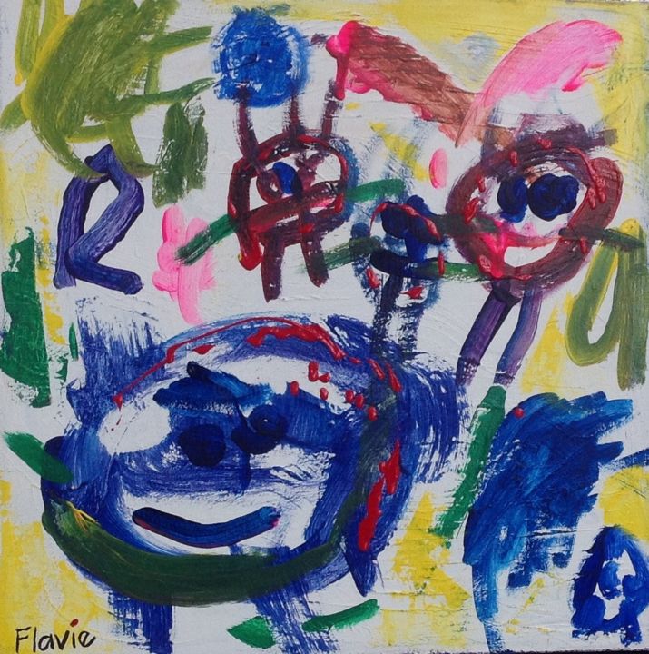 Painting titled ""Ma famille"" by Viv, Original Art, Acrylic