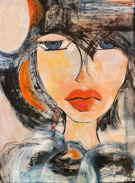 Painting titled ""Zone rouge"" by Viv, Original Art, Acrylic