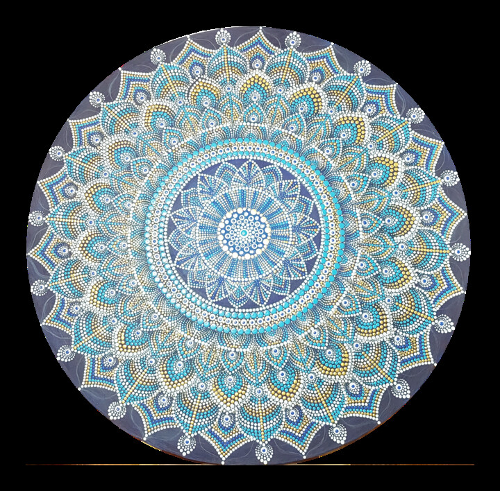 Peinture intitulée "Blue mosaïque" par Viviane Ramaye (Dadou), Œuvre d'art originale, Acrylique