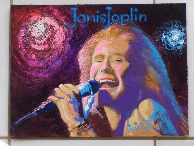 Painting titled "Janis Joplin in con…" by Viviano, Original Artwork, Oil