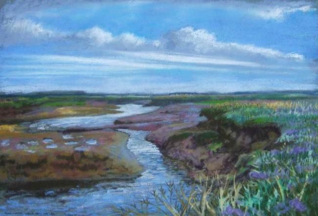 Painting titled "the Salt  Marshes a…" by Viviano, Original Artwork, Oil