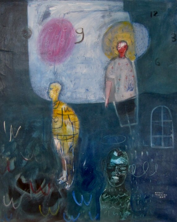 Malerei mit dem Titel "I miss you" von Vivien Tapsoba, Original-Kunstwerk, Acryl