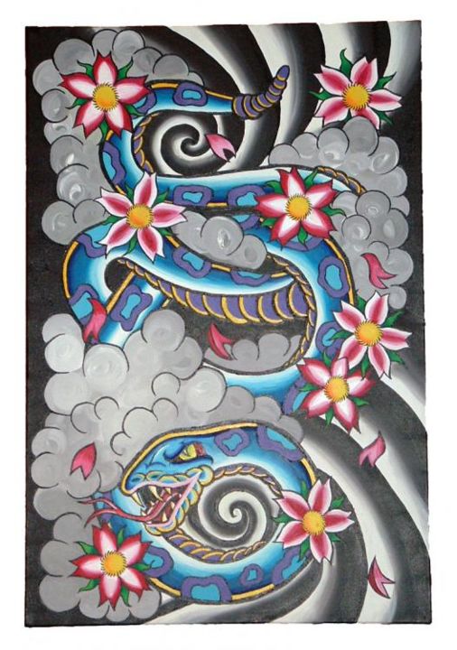 Painting titled "Snake" by Vivienne Rose, Original Artwork