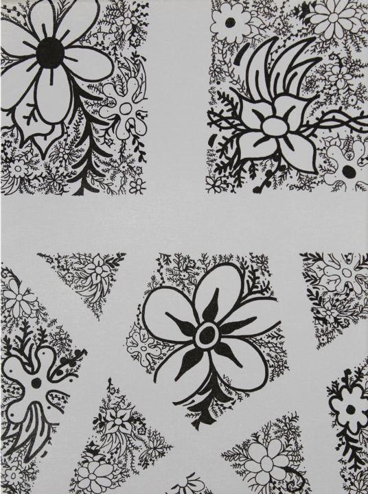 Peinture intitulée "Fleurs 3" par Vizi, Œuvre d'art originale, Gouache Monté sur Châssis