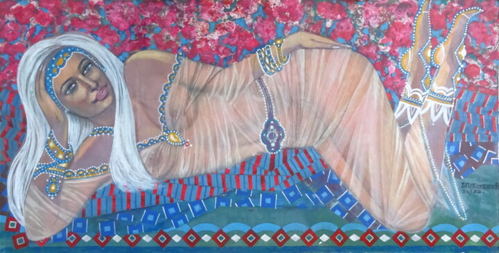 Painting titled "Eastern beauty" by Viacheslav Pobozhenskii, Original Artwork, Acrylic Mounted on Other rigid panel