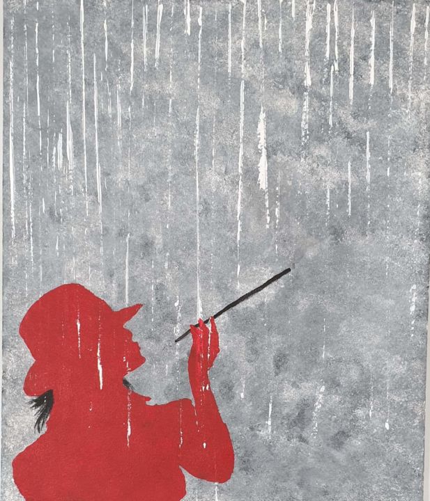 Peinture intitulée "Red Girl" par Vl'Art, Œuvre d'art originale, Acrylique