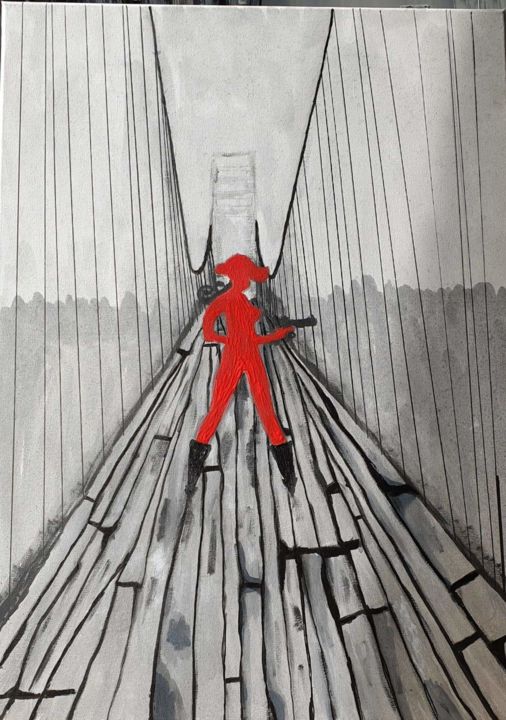 Peinture intitulée "Red girl" par Vl'Art, Œuvre d'art originale, Acrylique