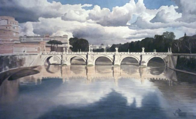 Pintura titulada "Pont de Sant Angelo" por Vicente Jimenez, Obra de arte original