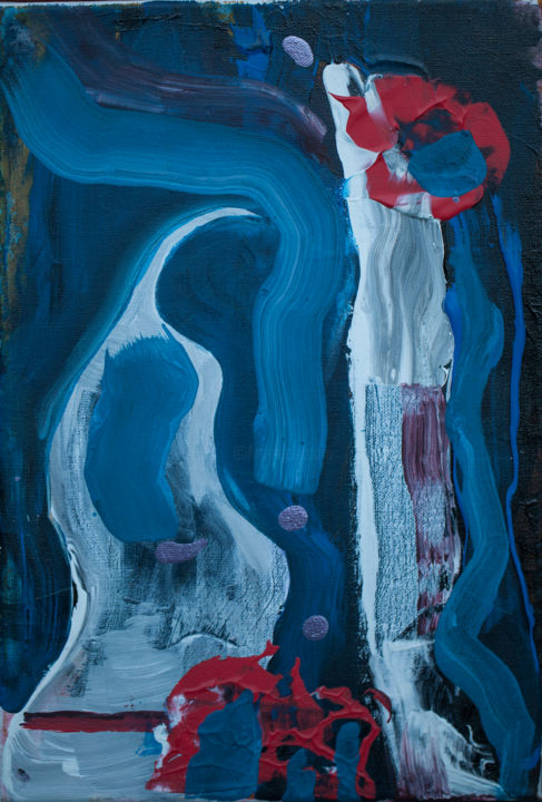 Painting titled "blue-red-abstrakt.j…" by Elena Maryashina, Original Artwork, Acrylic