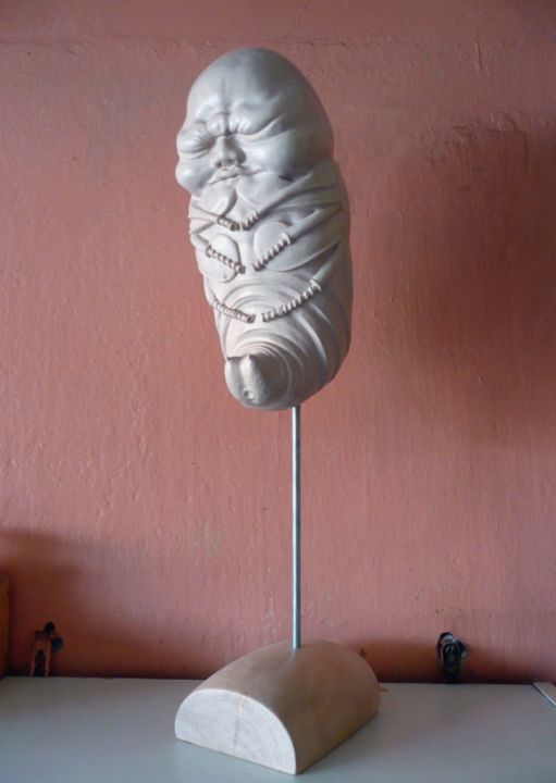 Sculpture intitulée "Pupa" par Vk050, Œuvre d'art originale, Bois
