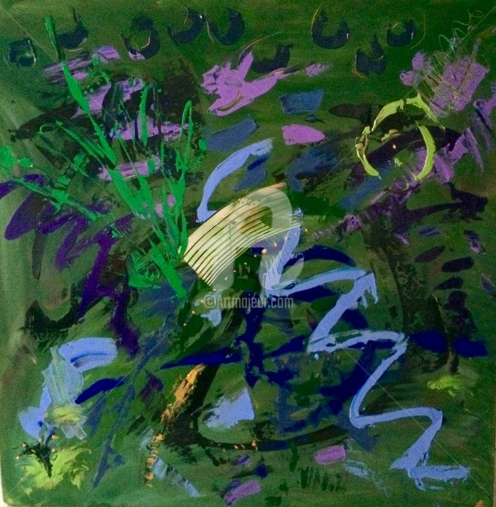 Pintura intitulada "Vert n°2" por V-Khu 11, Obras de arte originais, Acrílico