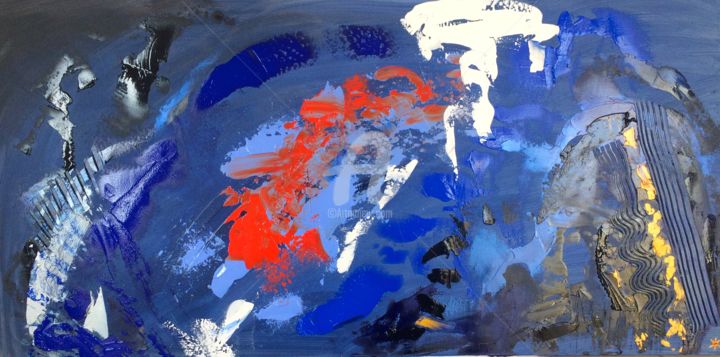 Peinture intitulée "Bleu n°4" par V-Khu 11, Œuvre d'art originale, Acrylique