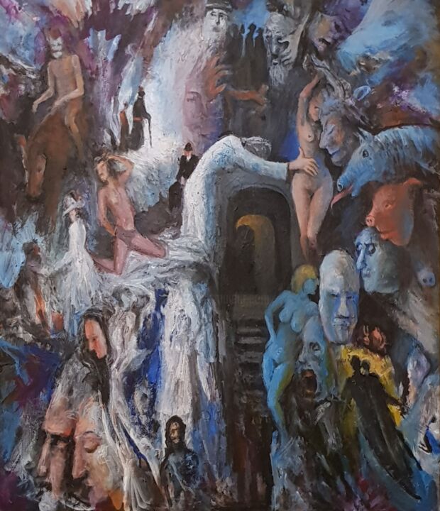 Pittura intitolato "Вход в потусторонни…" da Vladimir Zhuk, Opera d'arte originale, Acrilico