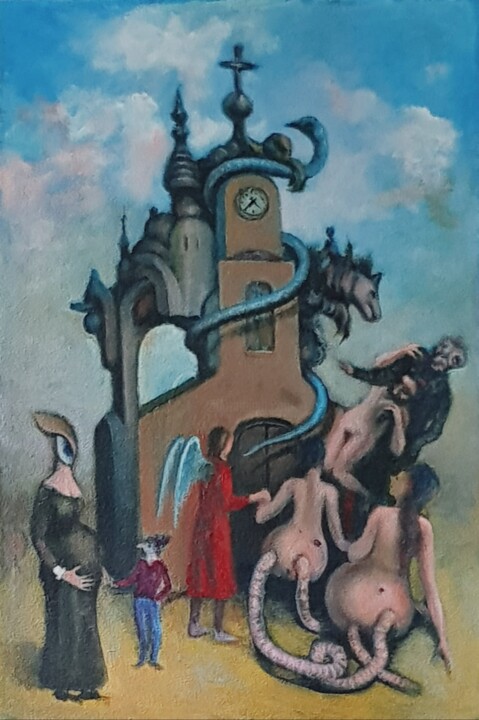Pittura intitolato "Композиция с красны…" da Vladimir Zhuk, Opera d'arte originale, Acrilico