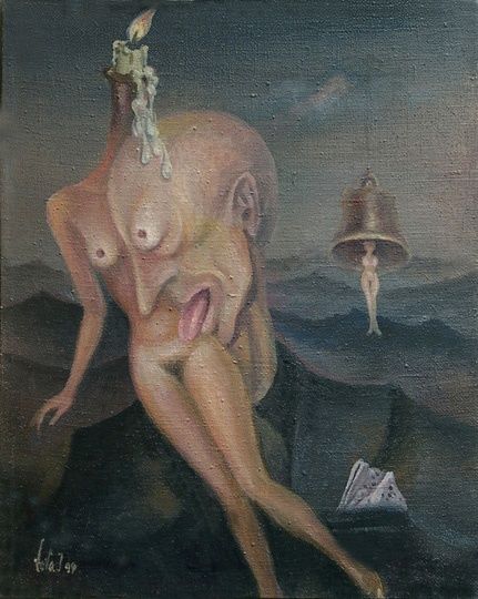Painting titled "свеча горела" by Vladimir Zhuk, Original Artwork, Oil