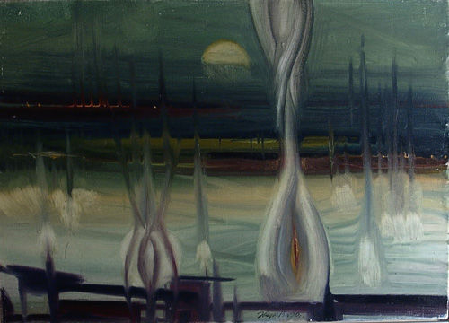 Картина под названием "эротический пейзаж" - Владимир Жук, Подлинное произведение искусства, Масло