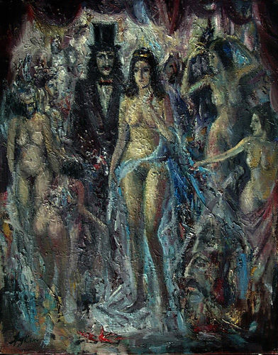 Pintura intitulada "бал сатаны" por Vladimir Zhuk, Obras de arte originais, Óleo