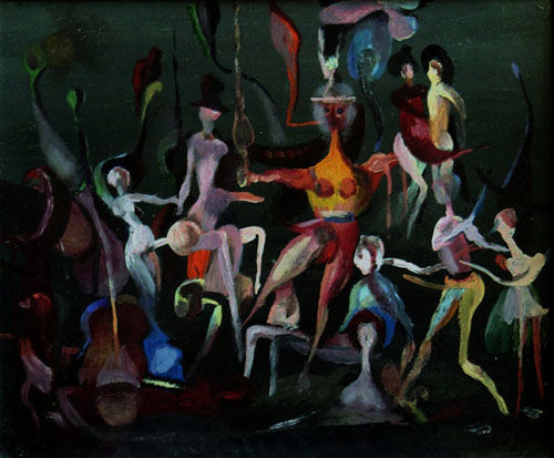 Pittura intitolato "театр абсурда" da Vladimir Zhuk, Opera d'arte originale, Olio