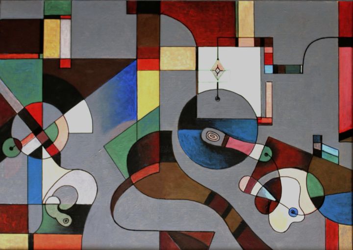 Картина под названием "абстрактная компози…" - Владимир Жук, Подлинное произведение искусства, Масло