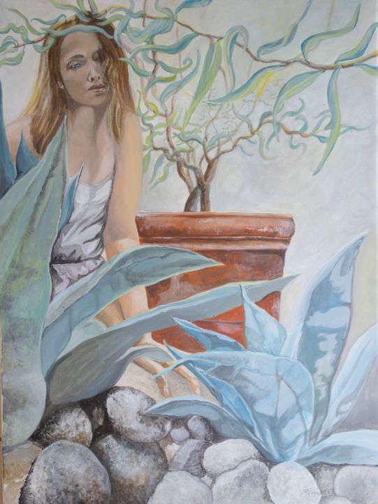 Painting titled "Salix Tortuosa" by Virginie La, Original Artwork, Oil