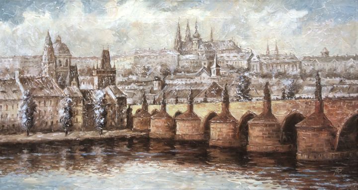 Painting titled "The Prague" by Vlad Novik, Original Artwork, Oil