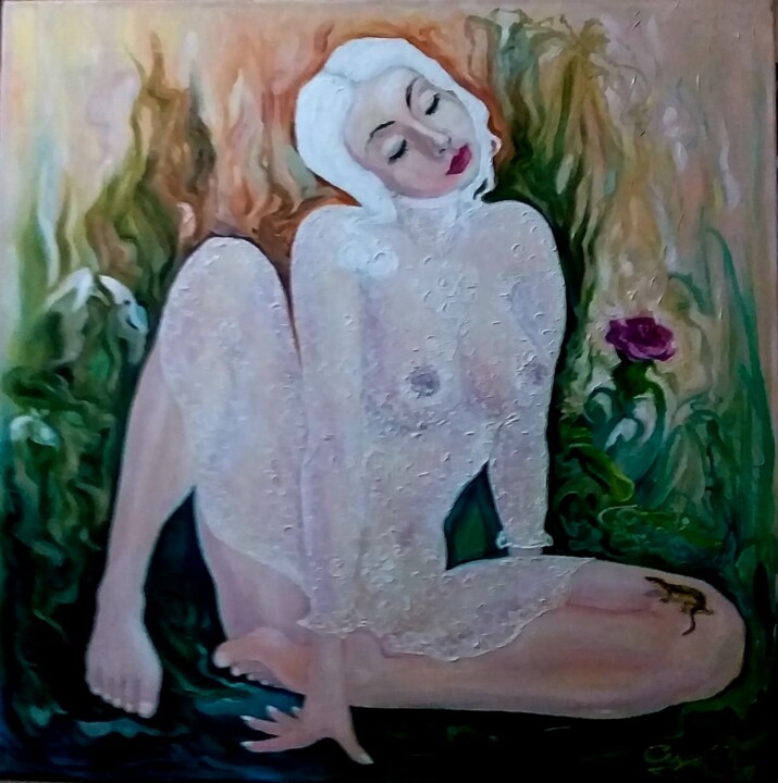 Картина под названием "Мечты Блондинки" - Влад Судницкий, Подлинное произведение искусства, Масло
