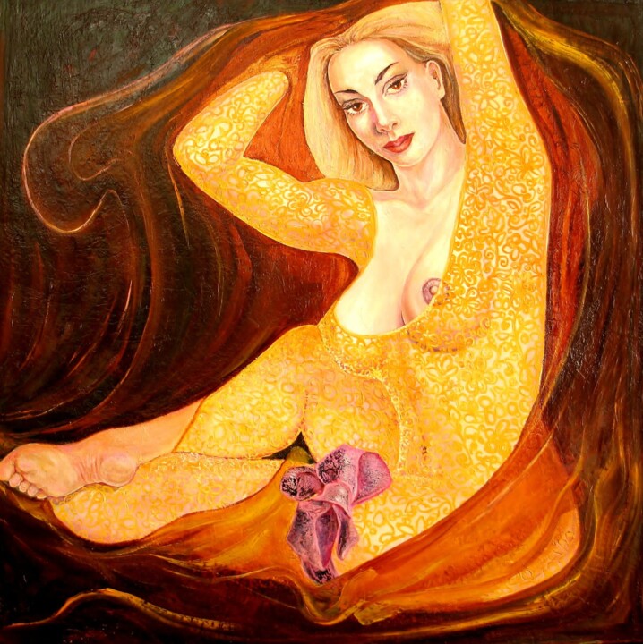 Peinture intitulée "Мадонна с бантом" par Vlad Sudnitskii, Œuvre d'art originale, Huile
