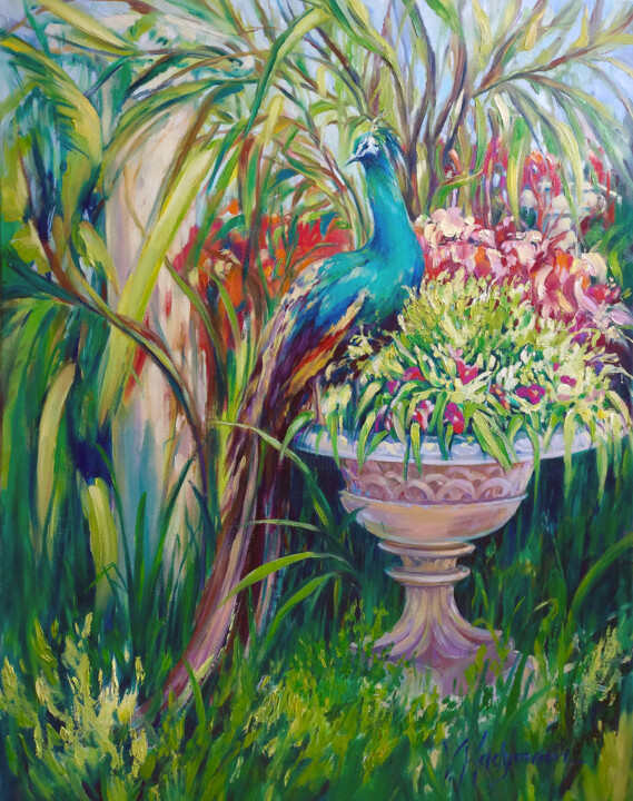 Painting titled "Garden of Beauty" by Vlada Kadymova, Original Artwork, Oil Mounted on Wood Stretcher frame