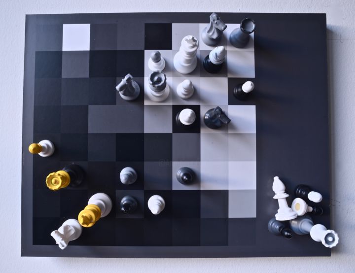 Design intitulée "Chess Art in B&W &…" par Dragomir, Œuvre d'art originale