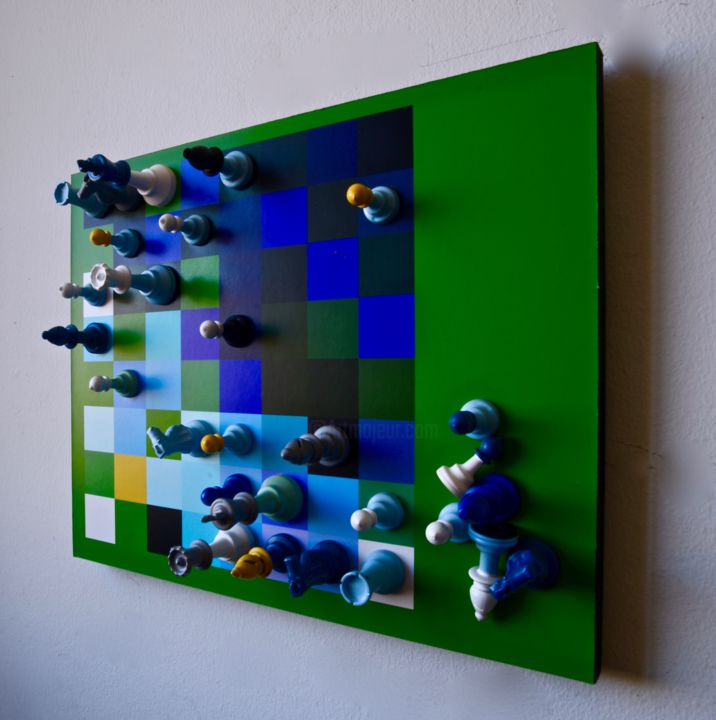 Design intitolato "Chess Art in Green…" da Dragomir, Opera d'arte originale