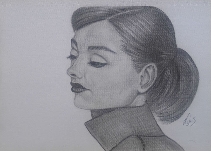 Disegno intitolato "Audrey Hepburn" da Vladimir Vlad, Opera d'arte originale, Grafite