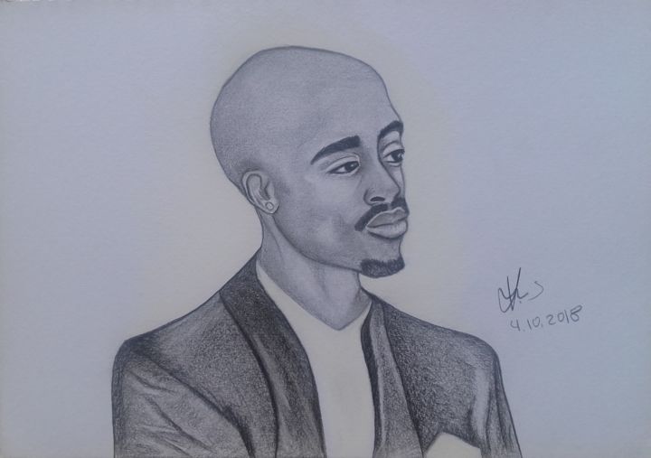 Drawing titled "Tupac Amaru Shakur" by Vladimir Vlad, Original Artwork, Graphite