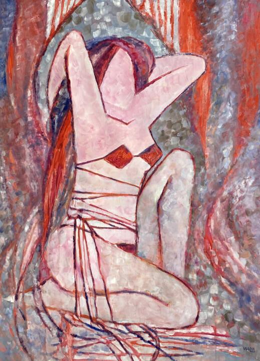 Painting titled "Bather" by Vladia Molchanova (VLADIA), Original Artwork, Oil Mounted on Wood Stretcher frame