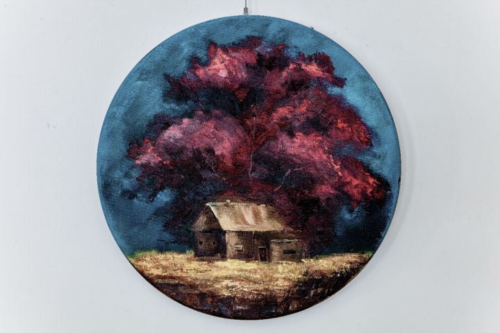 Картина под названием "Красное Дерево" - Елизавета Ядловская, Подлинное произведение искусства, Масло
