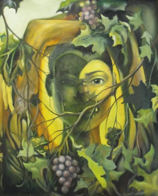 Painting titled "Grape window" by Vladimir Bazanov, Original Artwork