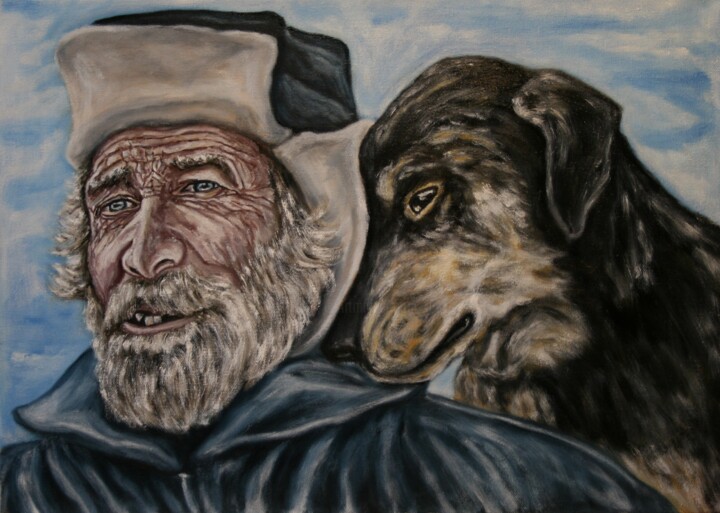 Картина под названием "Наши дедушки" - Владимир Бондаренко, Подлинное произведение искусства, Масло