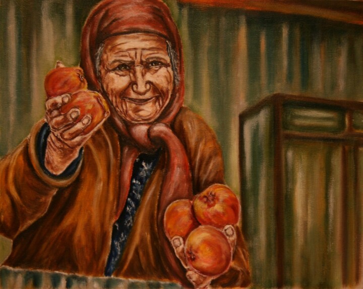 Painting titled "Наши бабушки" by Vladimir Bondarenko, Original Artwork, Oil