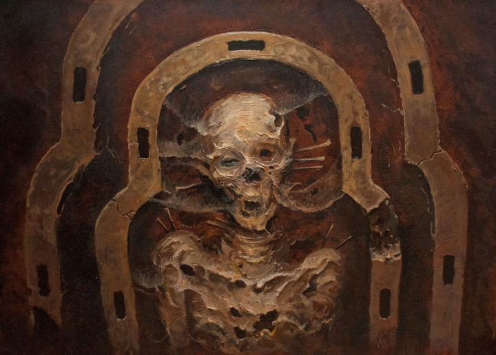 Peinture intitulée "Mummy in sarcophagus" par Vladimir Chebakov, Œuvre d'art originale, Acrylique