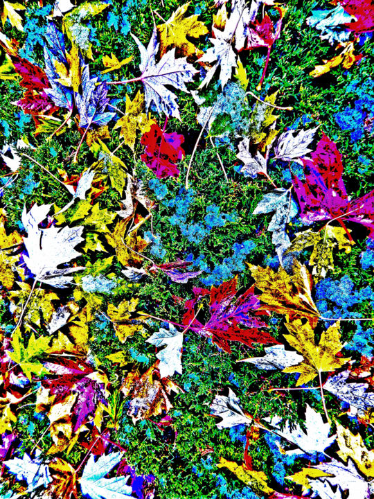 Digitale Kunst mit dem Titel "Motif aux feuilles…" von Théo Golb, Original-Kunstwerk