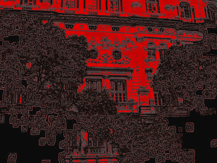 Arts numériques intitulée "Façade rouge" par Théo Golb, Œuvre d'art originale