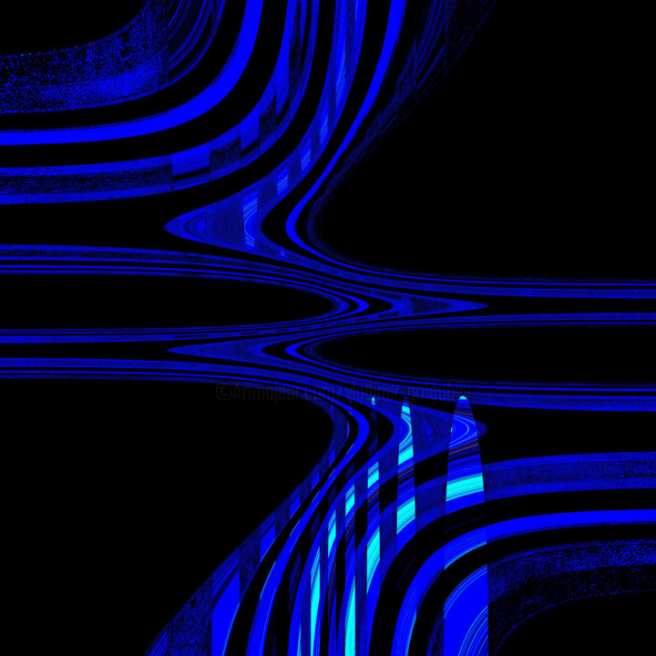 Arts numériques intitulée "Variations en bleu…" par Théo Golb, Œuvre d'art originale, Peinture numérique