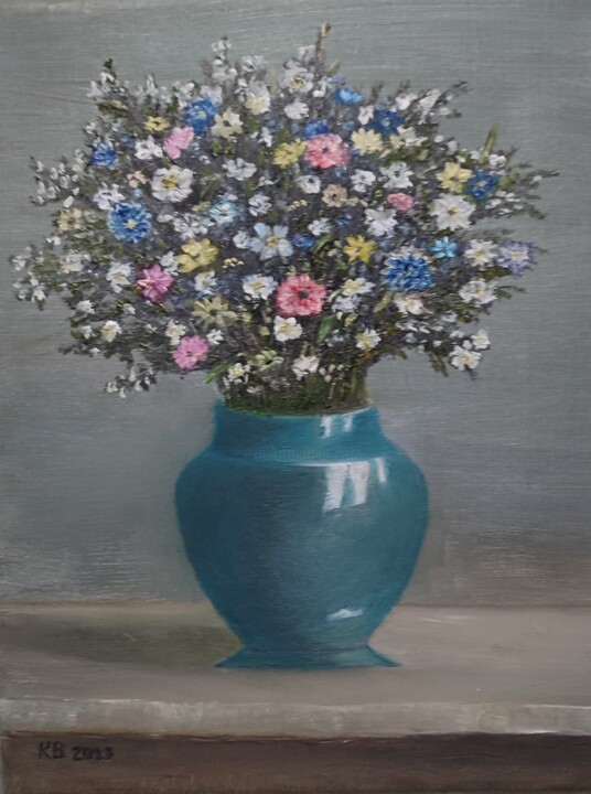 Painting titled "Wildflowers" by Vladimir Kolokolzew, Original Artwork, Oil